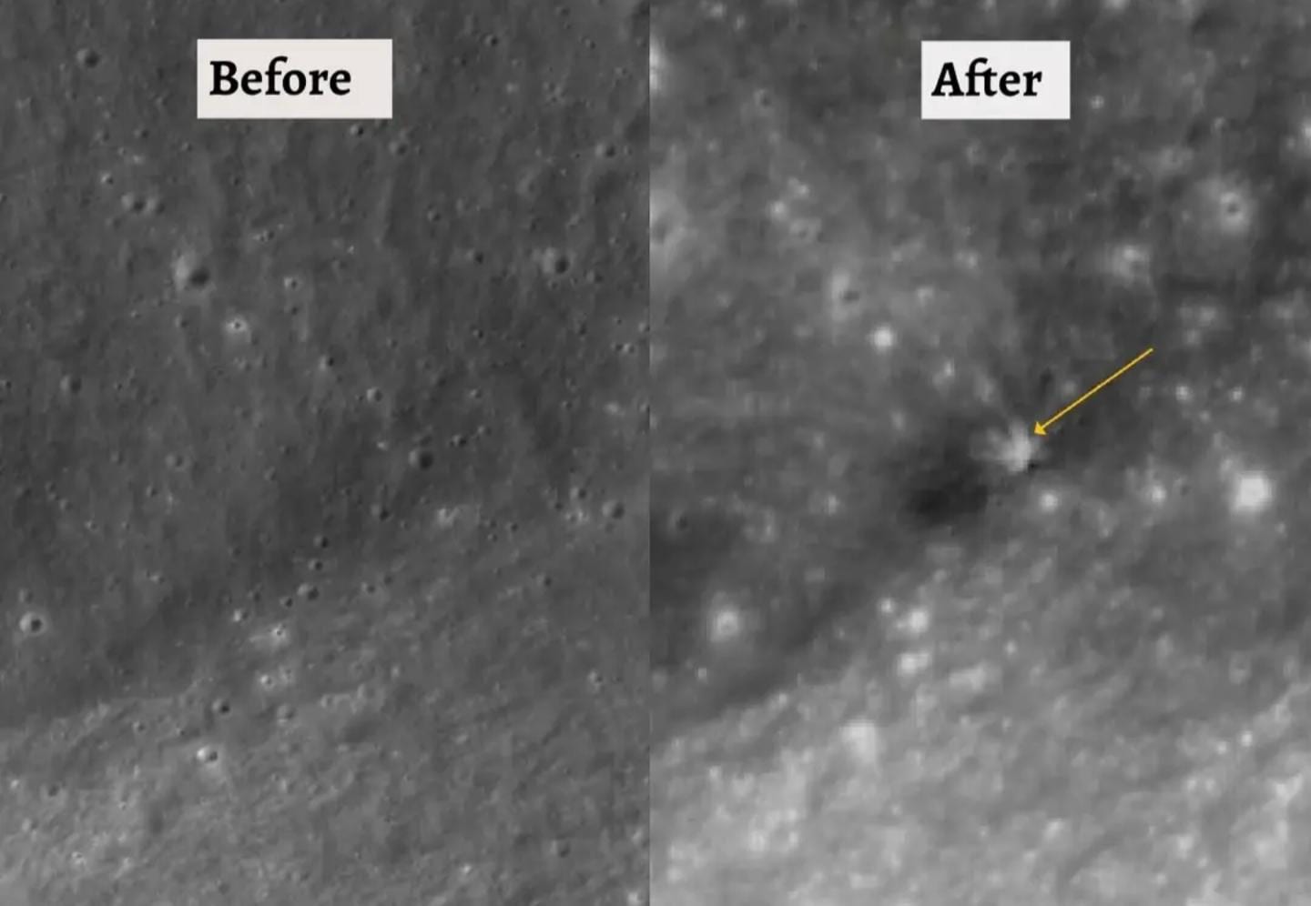 【衝突前後の月面写真】海外「ロケットのせいで月がボケた」→正体は太陽光の角度